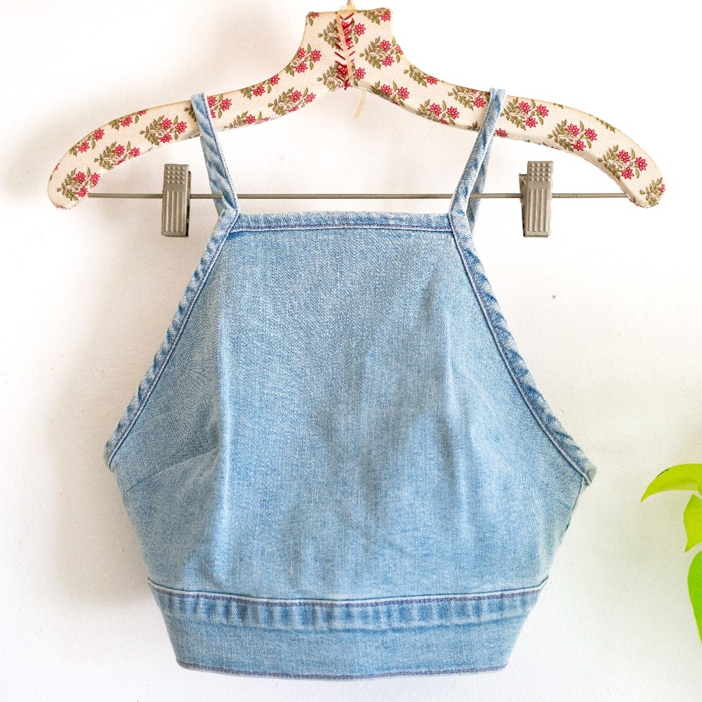 MUMU Blue Denim Crop Top
